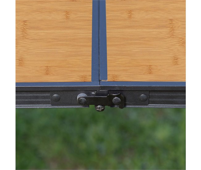 Aktive Mesa plegable aluminio bambú con 4 taburetes Negro/ Madera