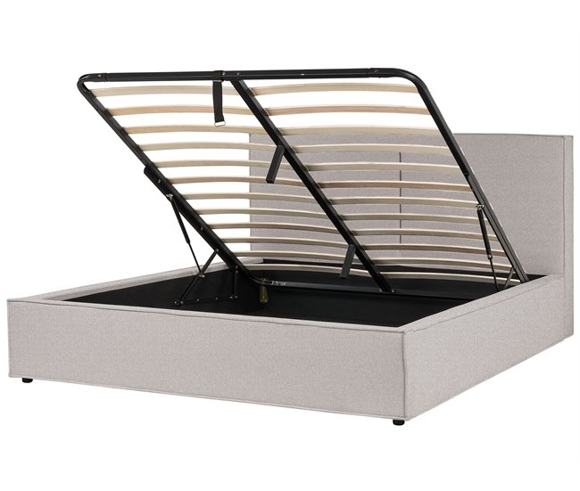 Beliani Cama con almacenaje Poliéster MOISSAC 197x224 Azul Claro