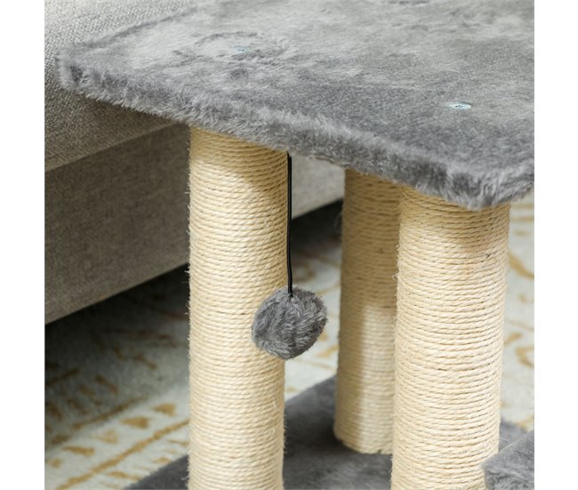 Escalera para Gatos Aglomerado de Madera, Felpa PawHut Gris