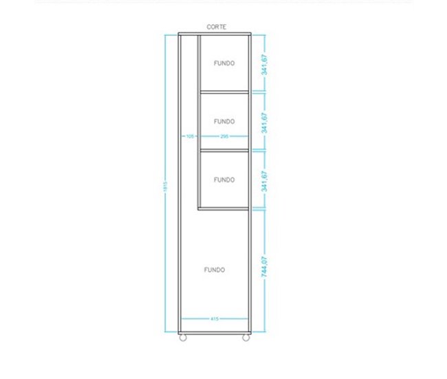 Armario Multiusos o escobero una Puerta y Ruedas - Buyqualia 41 Blanco