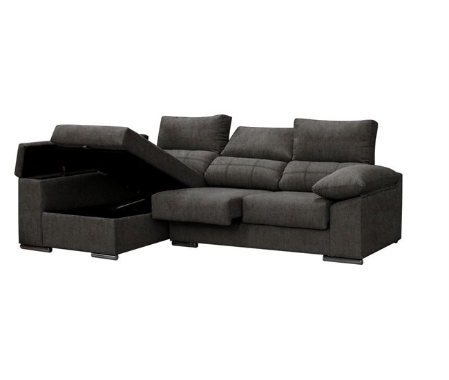 Sofa Chaise Longue Reclinable, con Arcon Antracita
