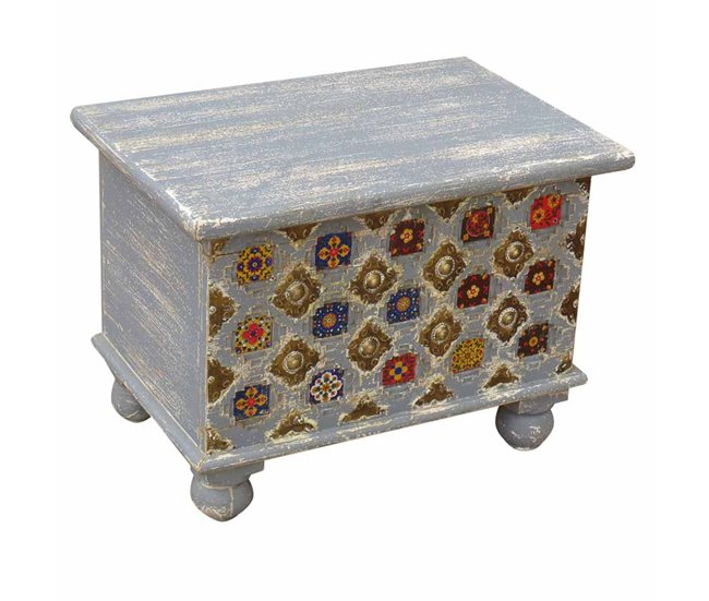 Baul de madera acabado artesanal Multicolor