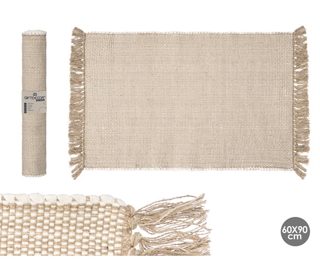 Alfombra ARTESANAL algodón beige natural  Natural
