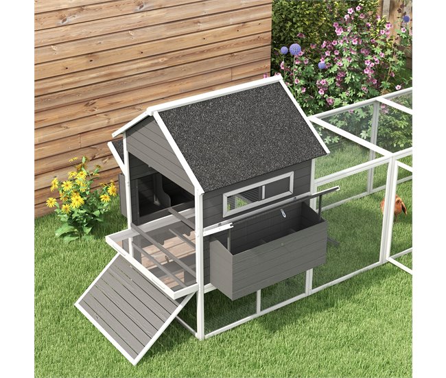 Gallinero de Exterior Madera de Abeto PawHut Gris