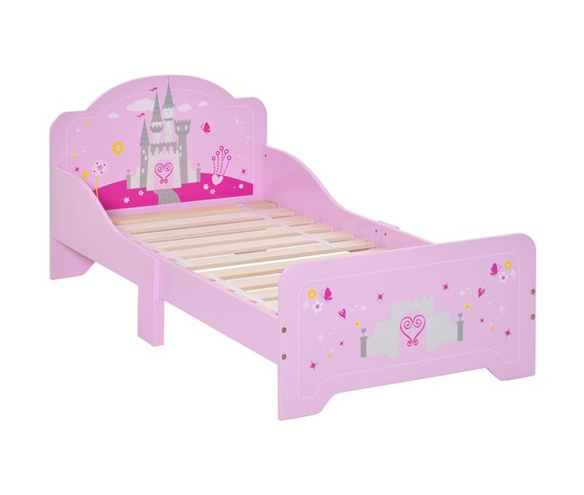 Cama Infantil MDF, Madera de Álamo HOMCOM Rosa