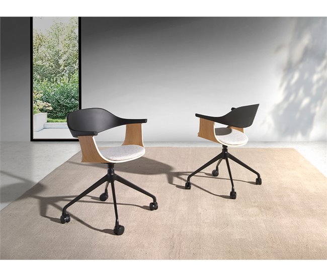 ANGEL CERDA Silla oficina giratoria tela gris claro y pvc negro Gris
