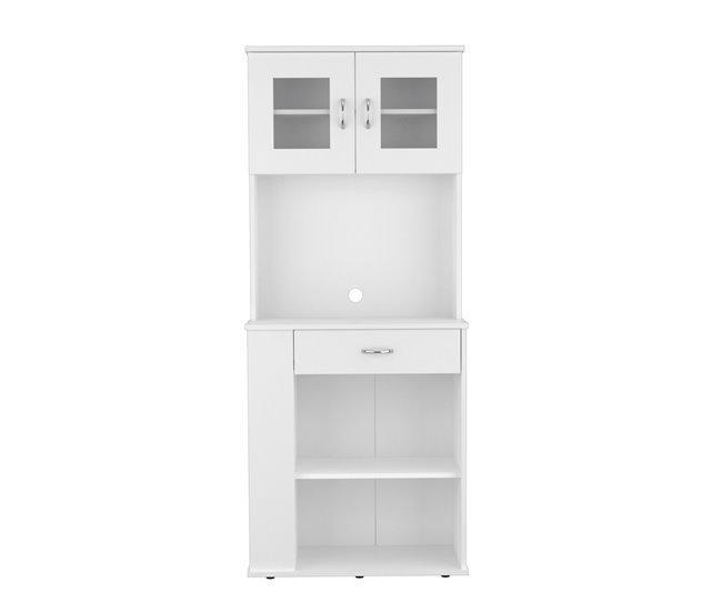 Aparador Alacena de Cocina para Microondas Capienza, con 1 Cajón y Armario de 2 Puertas Blanco