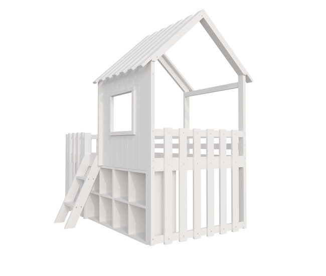 Cama alta para niños 95x204 Blanco