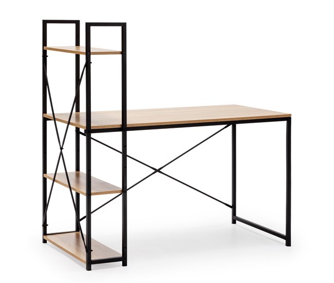 Mesa de escritorio Lidia 3 estantes negro Negro