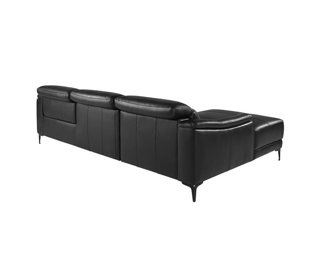 ANGEL CERDÁ Sofá chaise longue relax izquierda piel Negro