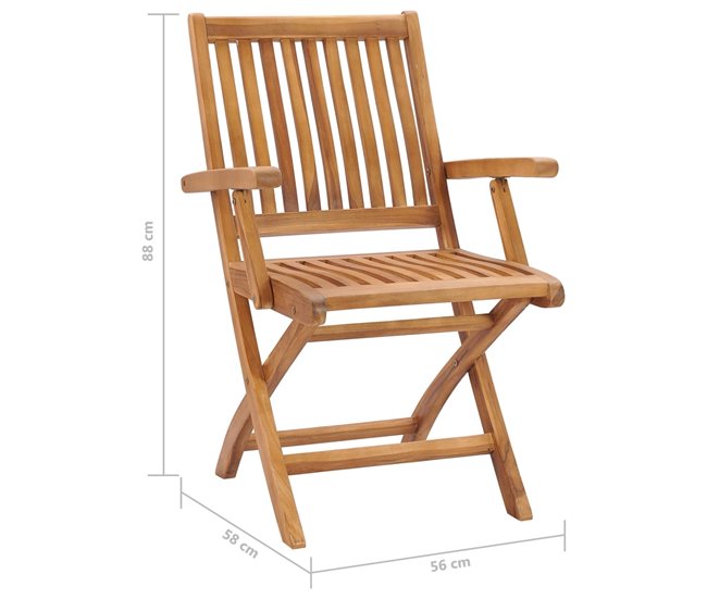 4 Sillas de jardín plegables de madera maciza de teca Marron
