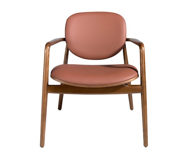 ANGEL CERDA Sillón polipiel marrón y nogal Nogal