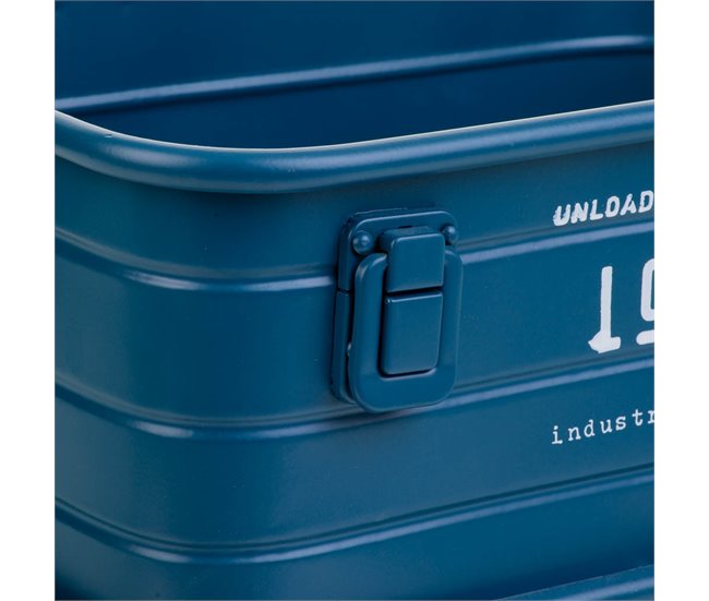 Cesto rectangular de metal impreso Azul