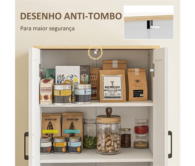Aparador de Cocina Melamina de Madera, Ratán HOMCOM Blanco