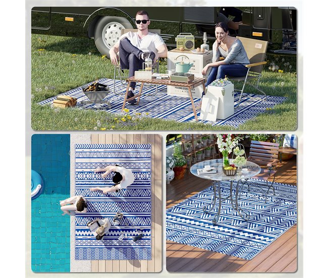 Alfombra de Exterior PP Outsunny Azul