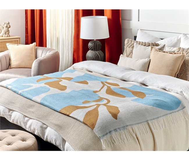 Beliani Manta PALHI Azul Claro