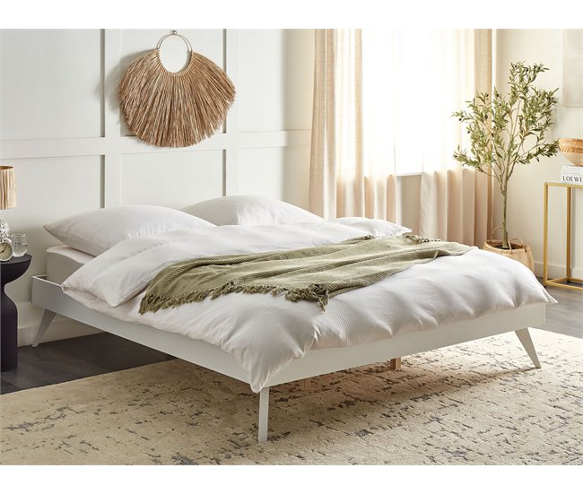 Beliani Cama con somier MDF BERRIC 187x202 Blanco