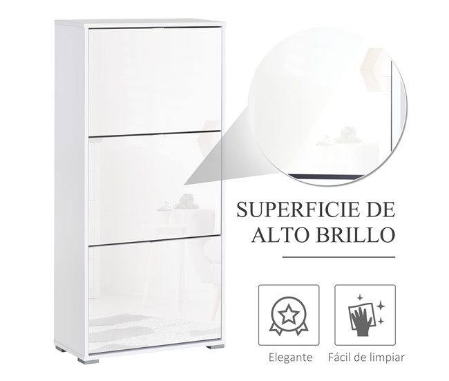 Armario de Zapatos MDF y Plásctico HOMCOM 60 Blanco