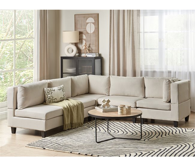 Beliani Sofá esquinero Poliéster UNSTAD Beige