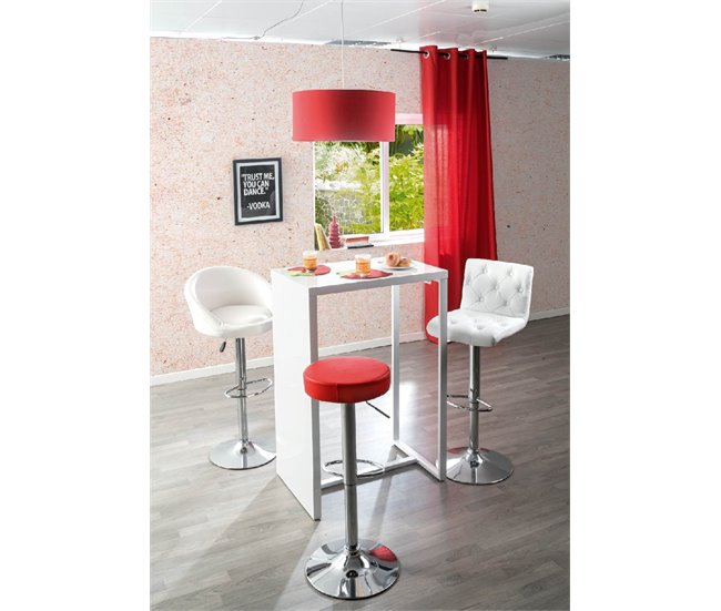 Taburete ajustable FLIP giratorio y regulable en altura PU Blanco