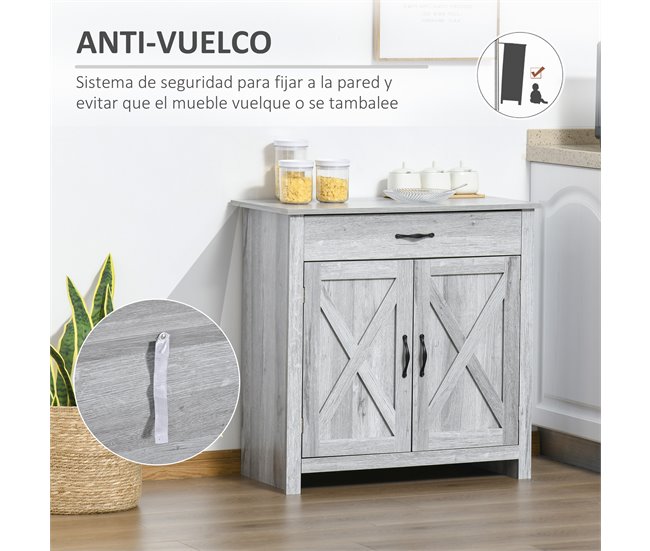 Aparador de Cocina MDF y Melamina de Madera HOMCOM 80 Gris