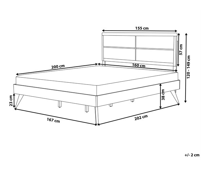 Beliani Cama con somier MDF POISSY 167x202 Gris