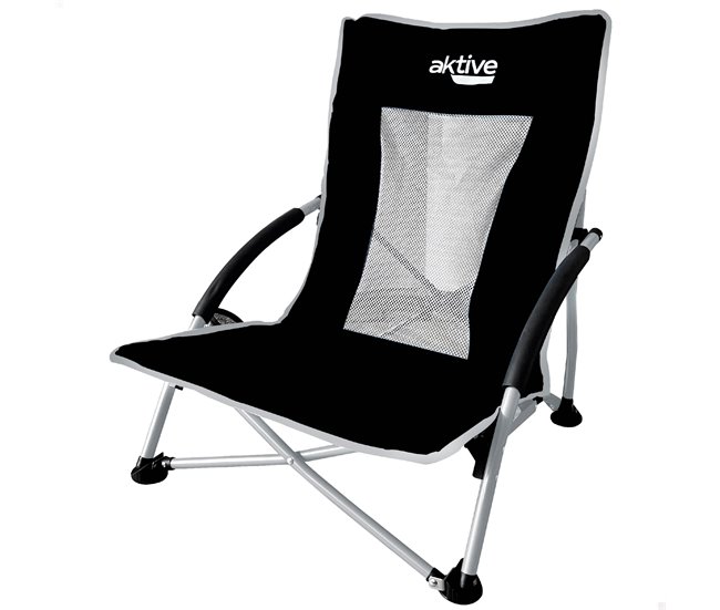 Aktive Silla de playa plegable Negro