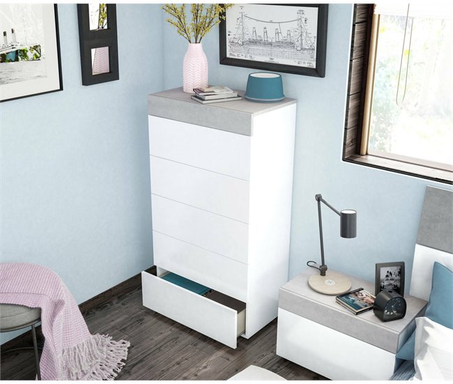 Cômoda com efeito madeira Blanco