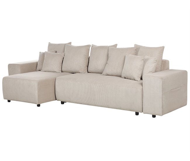 Beliani Sofá esquinero Pana LUSPA Beige