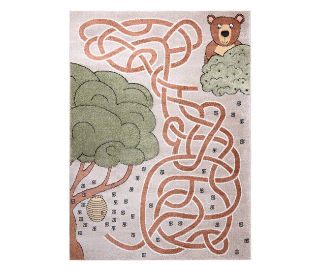 Alfombra FUN Honey para niños oso abejas 140x190 Beige
