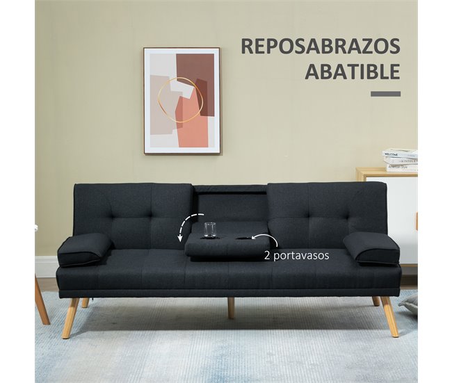 Sofá Cama Lino, Espuma HOMCOM, hogar - sofás y butacas Gris