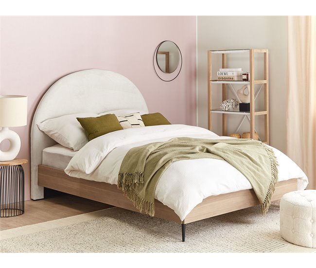 Beliani Cama con somier Poliéster MILLAY 156x211 Blanco/ Beige