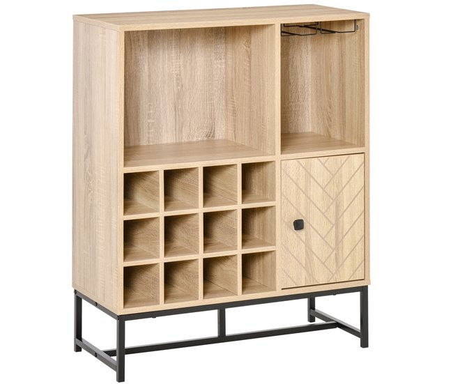 Aparador de Cocina Melamina de Madera y Metal HOMCOM 76 Marron