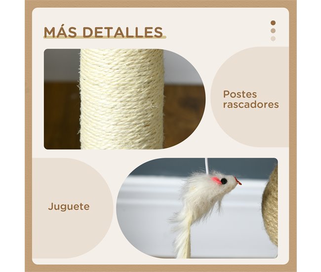 Árbol para Gatos Aglomerado de Madera, Poliéster, Sisal, Algodón Gris