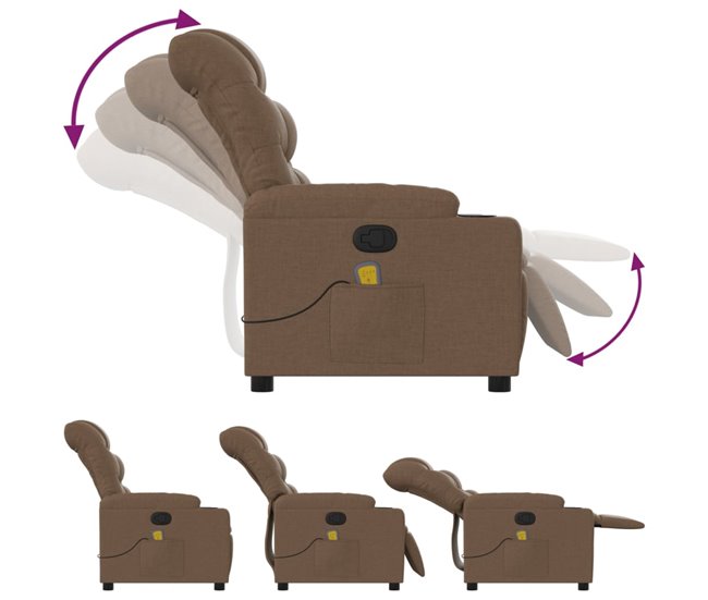 Sillón Reclinable De Masaje Marron Claro