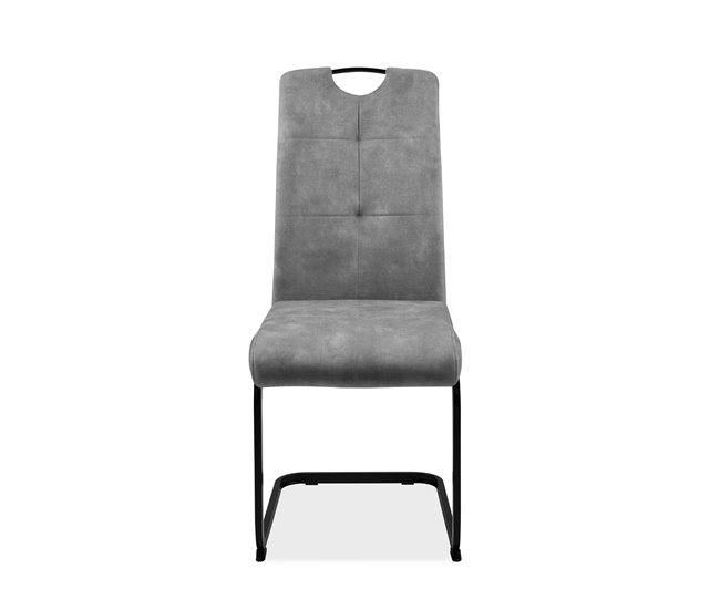 Silla de comedor ROSI tapizada en tela Gris Claro