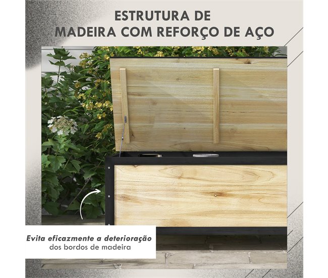 Baúl de Exterior Madera de Abeto, Acero Madera Marron