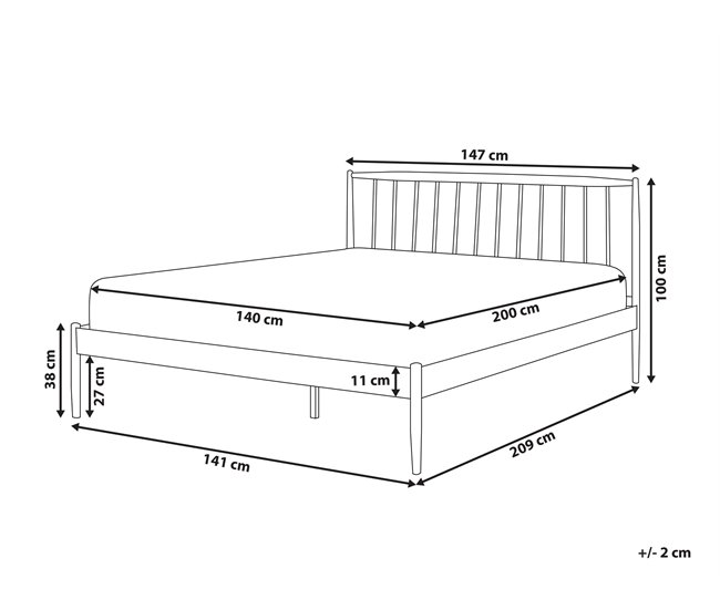 Beliani Cama con somier Metal MAURS 147x209 Blanco