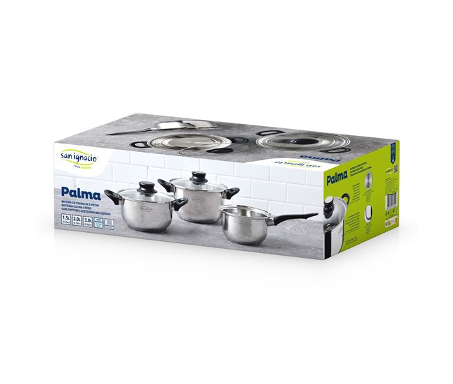 Bateria cocina PALMA marca SAN IGNACION 5 piezas Gris