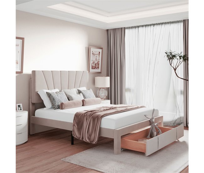 Camas de matrimonio 145x208 Beige