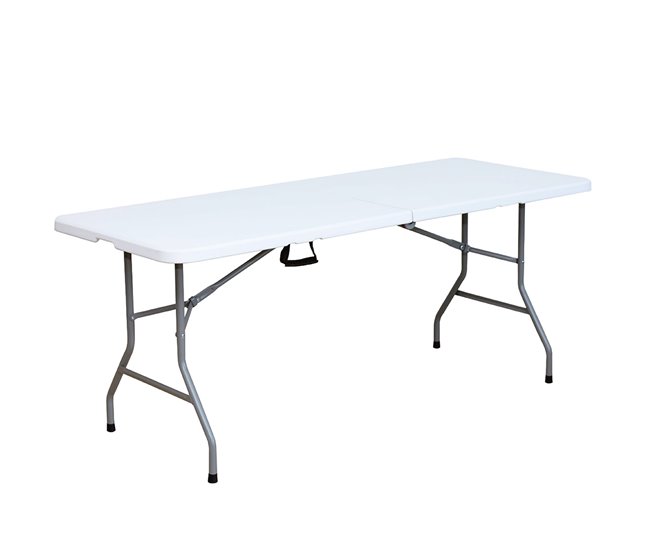 Acomoda Textil – Mesa Rectangular Portátil para Jardín y Terraza. Blanco