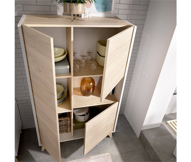 Aparador efecto madera 81 Blanco/ Madera