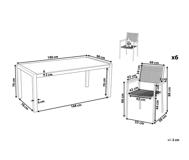 Beliani Conjunto de comedor GROSSETO Gris