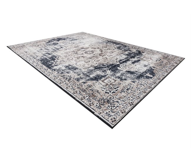 Alfombra lavable ANDRE 1090 Ornamento vintage 160x220 Gris Azul