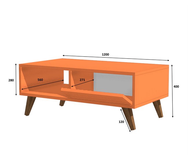 Mesa de centro GLIN color blanco y nogal Blanco