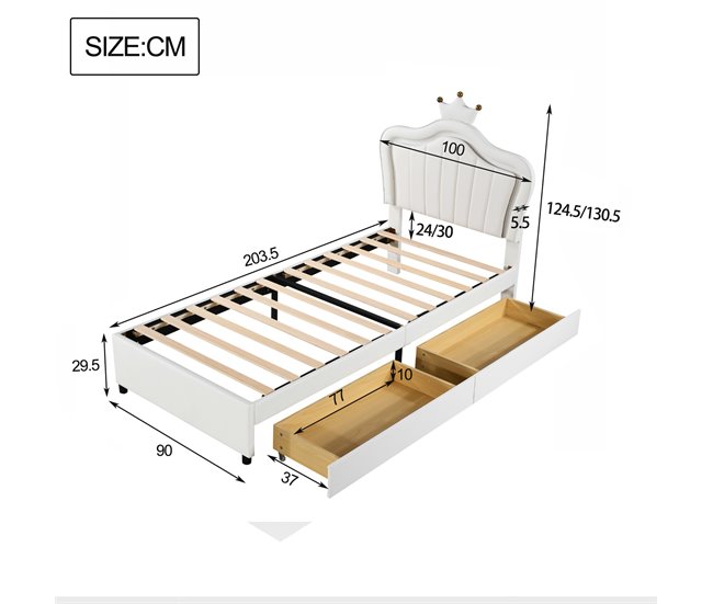 Camas infantiles 100x203 Blanco