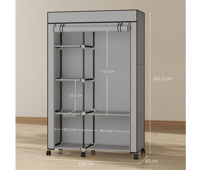 Armario de Tela Acero, Tela no Tejida HOMCOM Gris