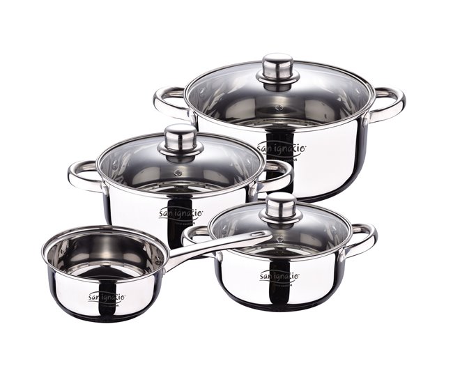 Bateria 7pcs : Cazo sin tapa + Cacerolas con tapa Multicolor