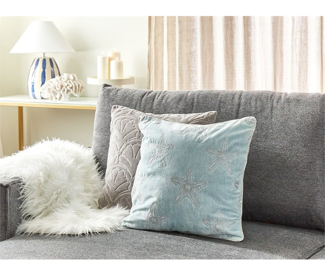 Beliani Cojín decorativo CERAMIUM 45x45 Azul Claro