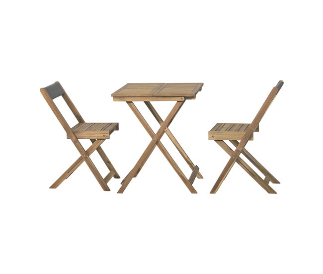 Set de balcón SUMMER con mesa y 2 sillas color roble y gris Acacia